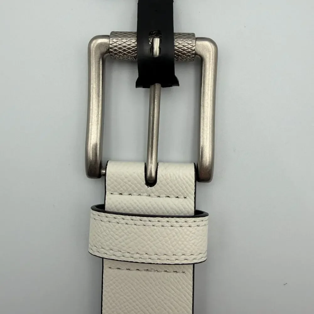 Callaway Golf Belt Mens Size 42 White Textured Faux Leather Silver Buckle NWT
